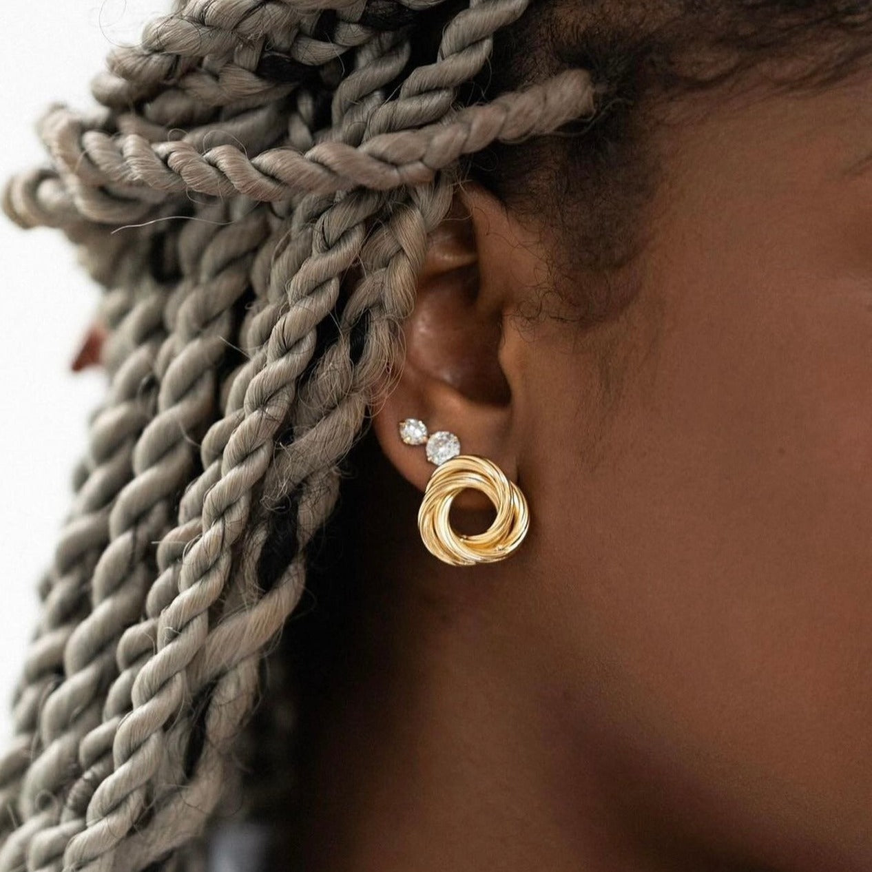 Trendy Knot Gold Earrings