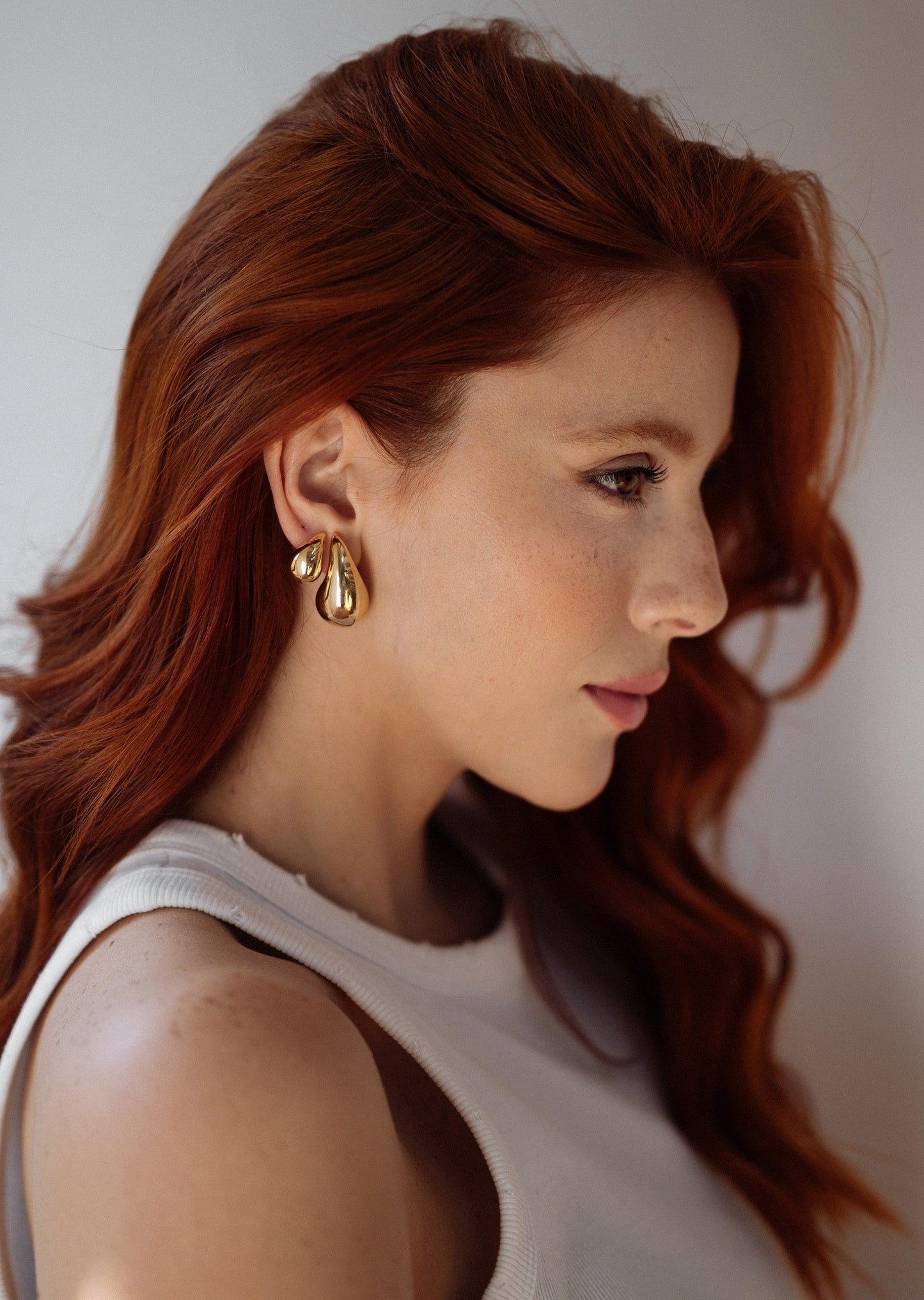Trendy Gold Teardrop Studs Earrings