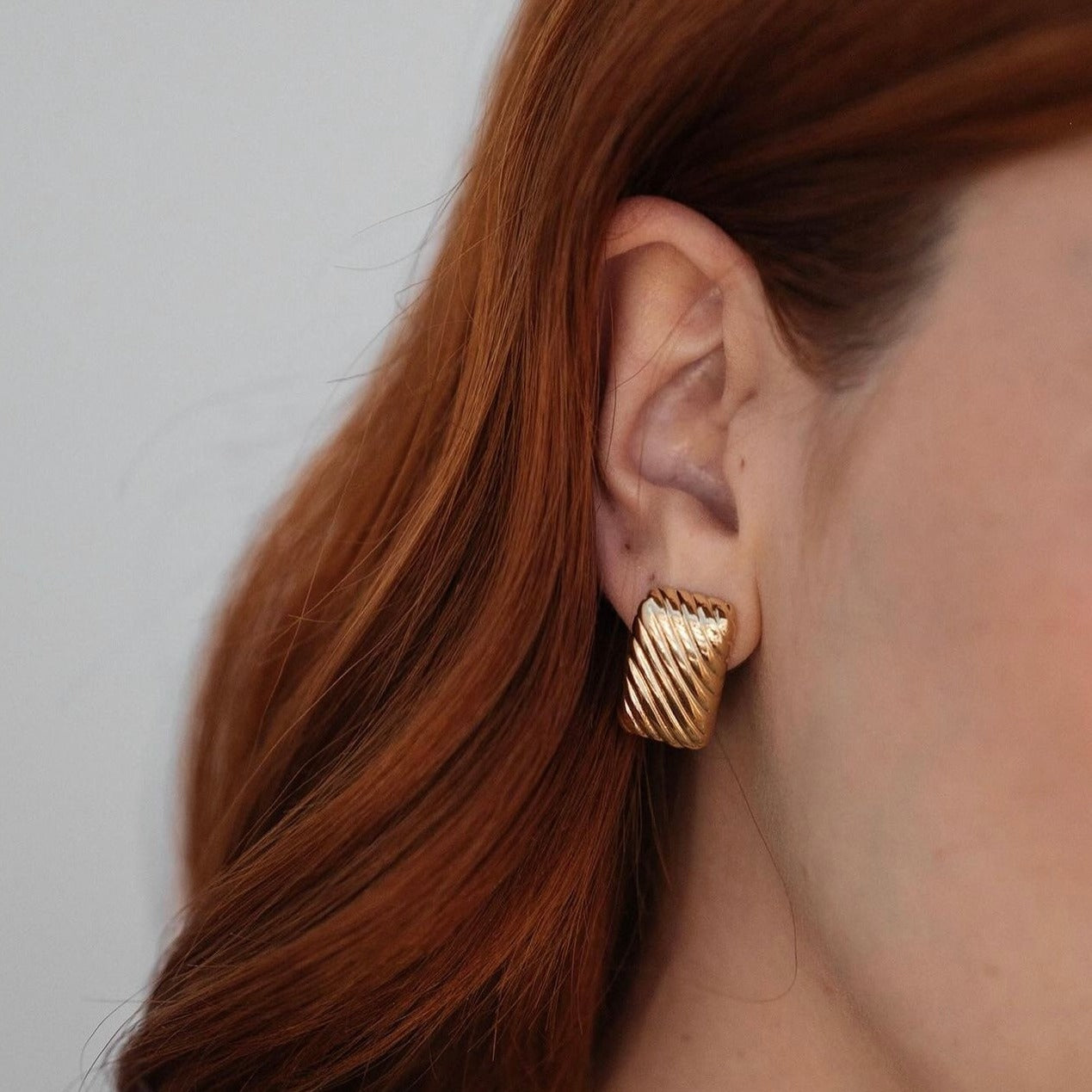 Minimalist Textured Gold Cuff Earrings