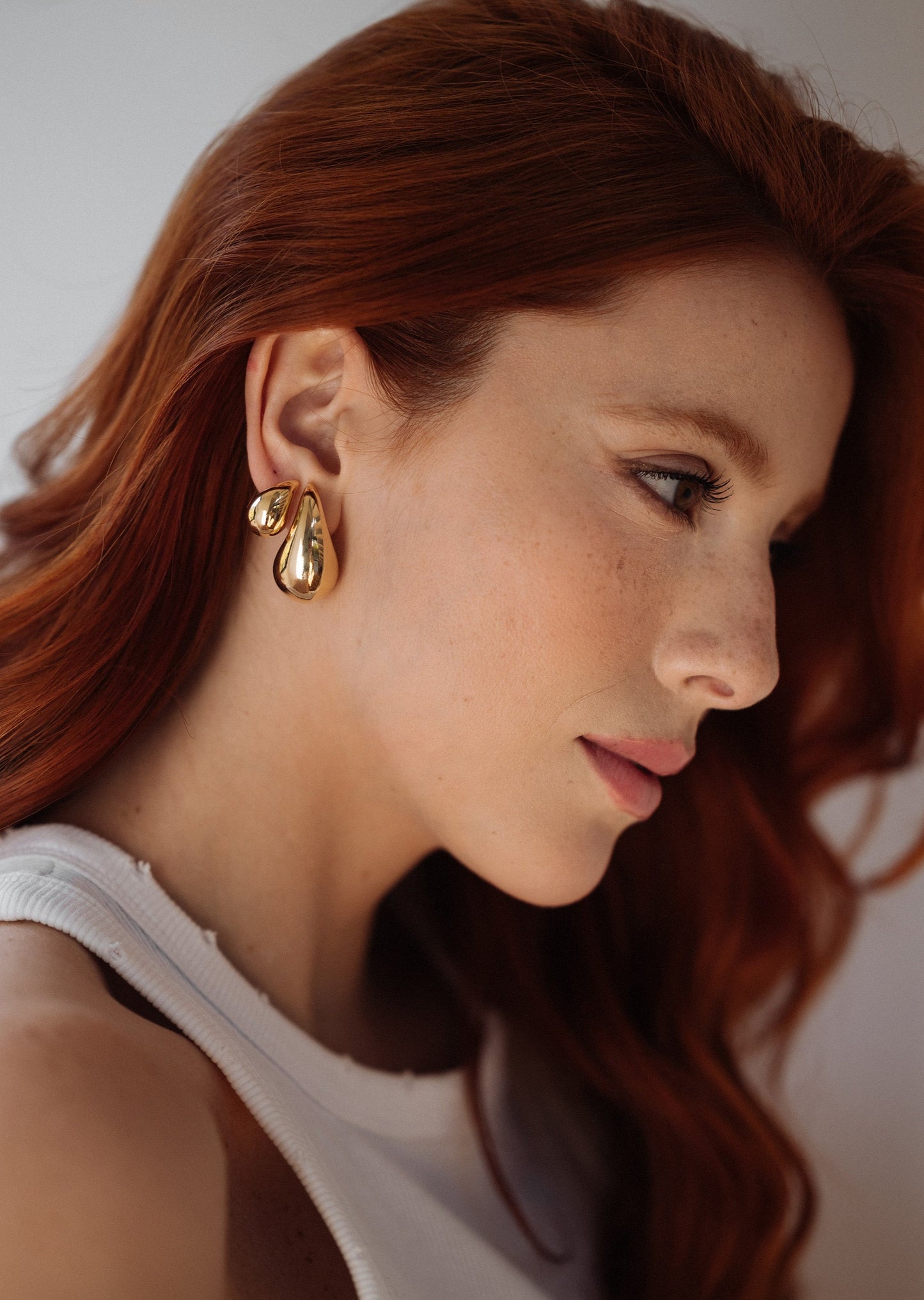 Trendy Gold Teardrop Studs Earrings