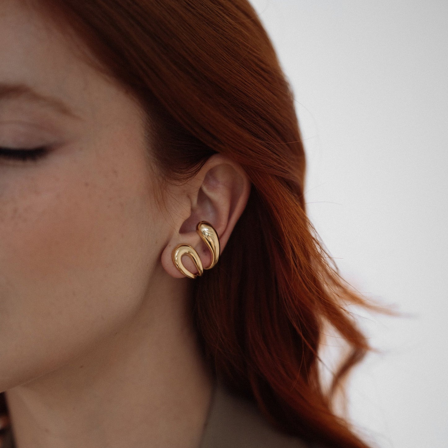 Modern Teardrop Hoop Gold Earrings