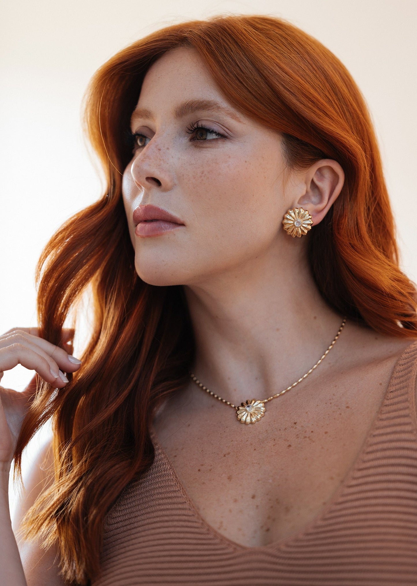 Vintage Gold Flower Stud Earrings