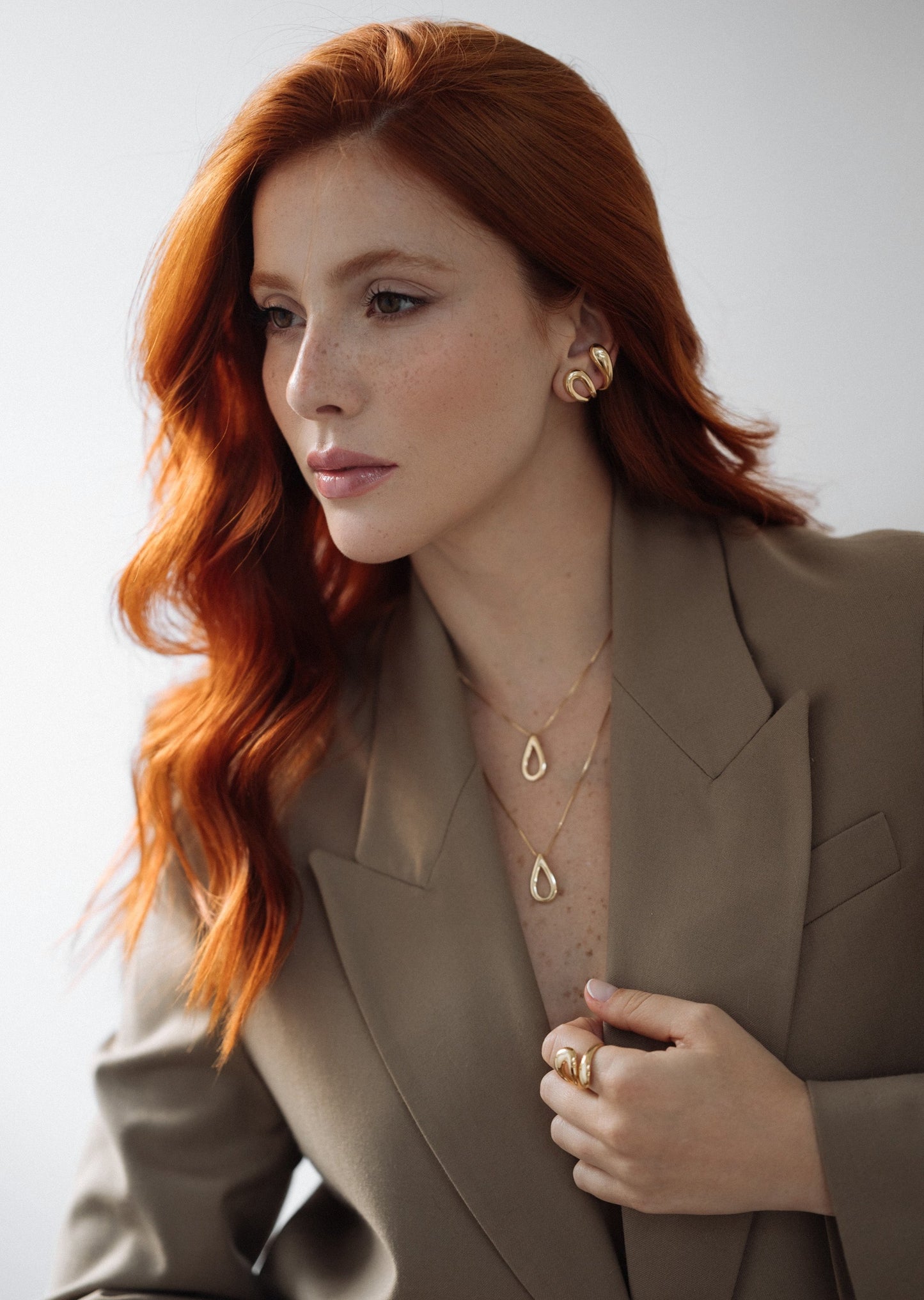 Modern Teardrop Hoop Gold Earrings