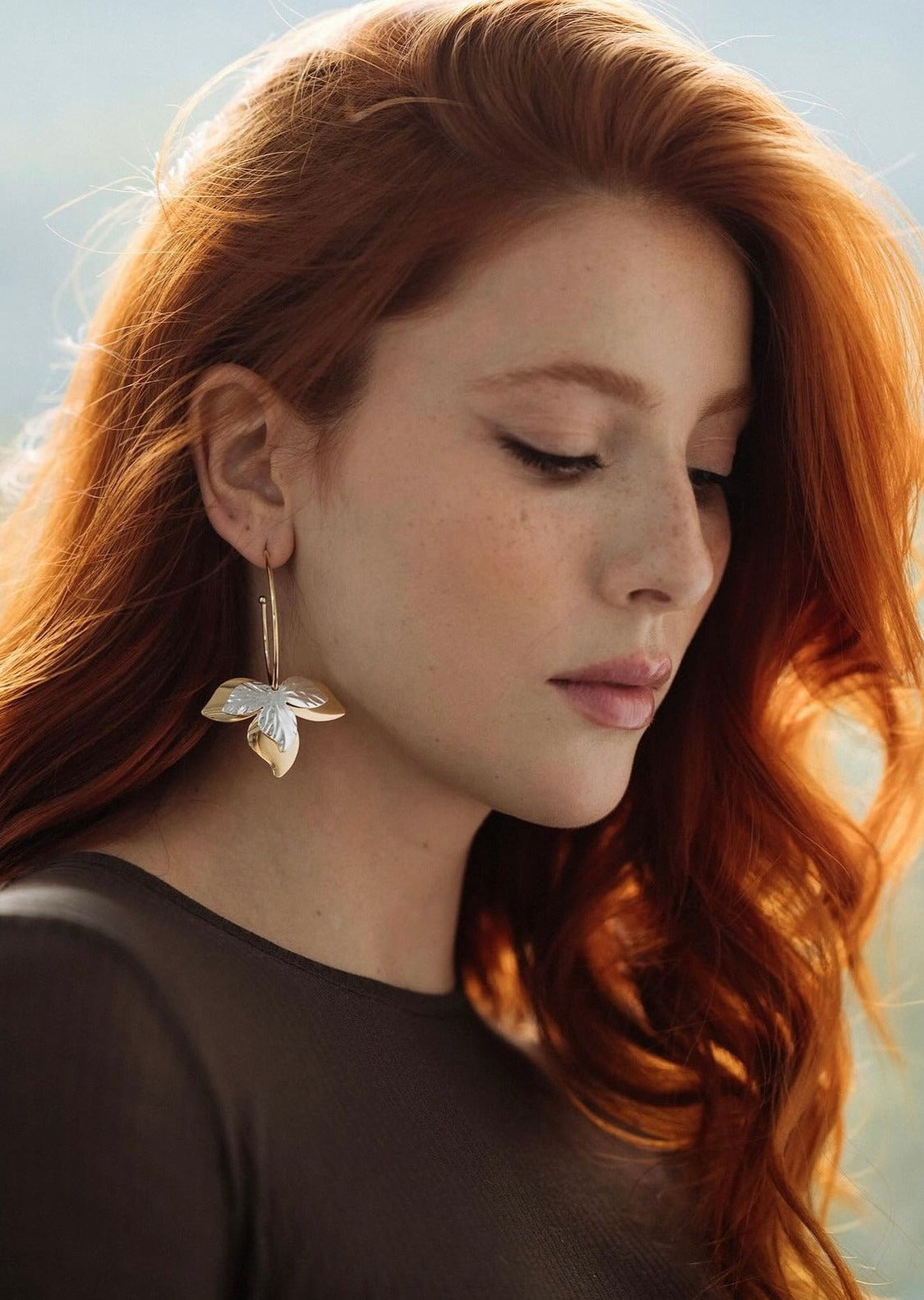 Elegant Gold Leaf Dangle Earrings
