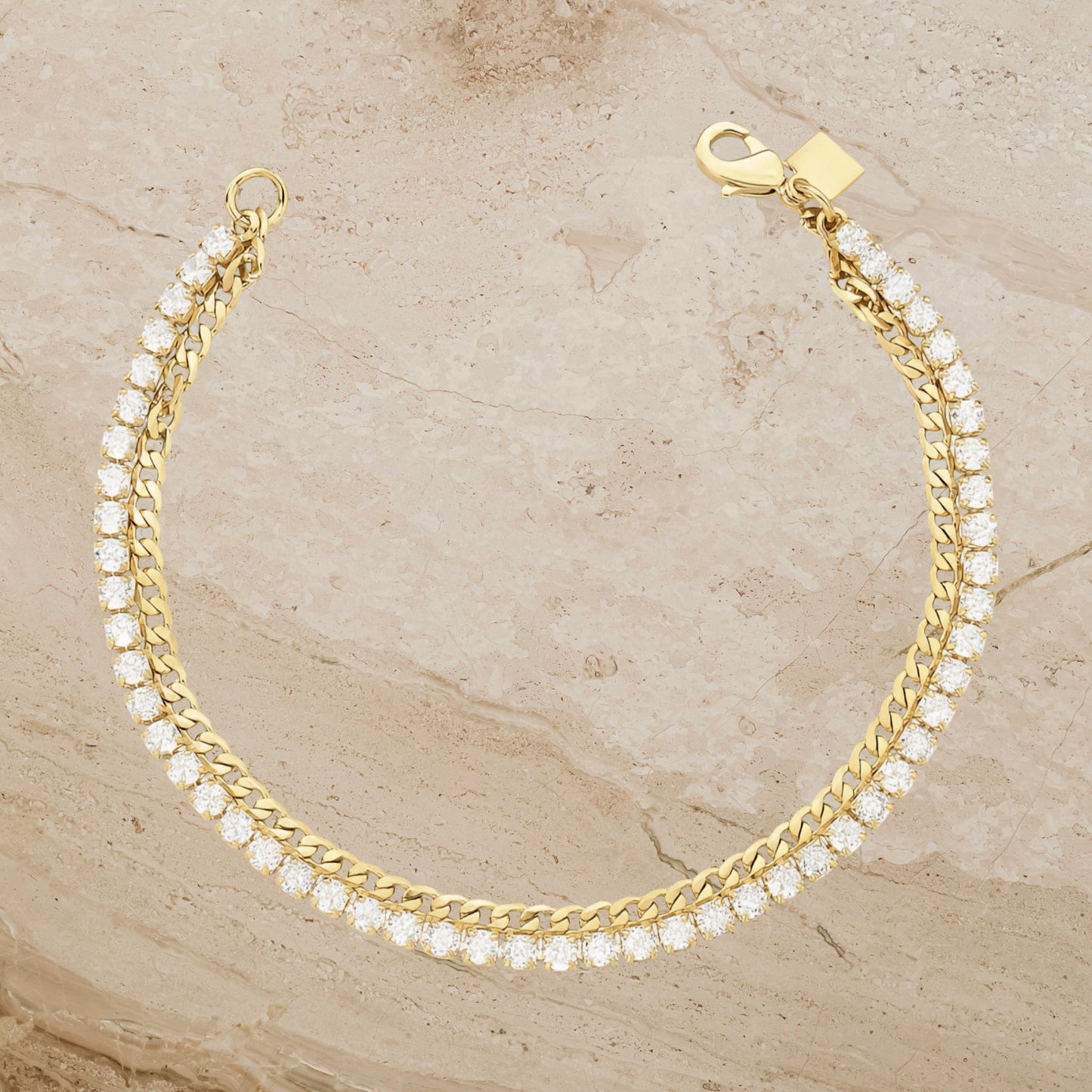 Double Chain Gold Bracelet – Riviera & Cuban Link