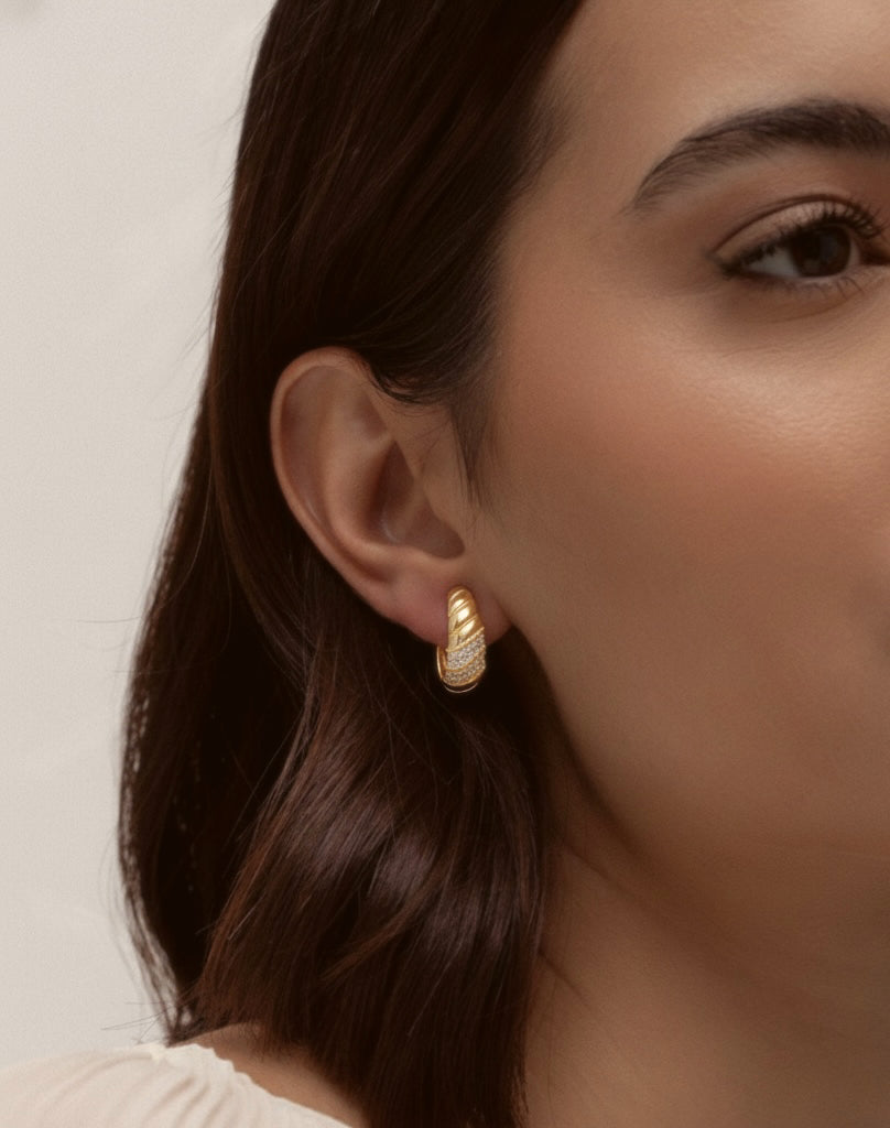 Parisian Twist Croissant Hoops with Cz