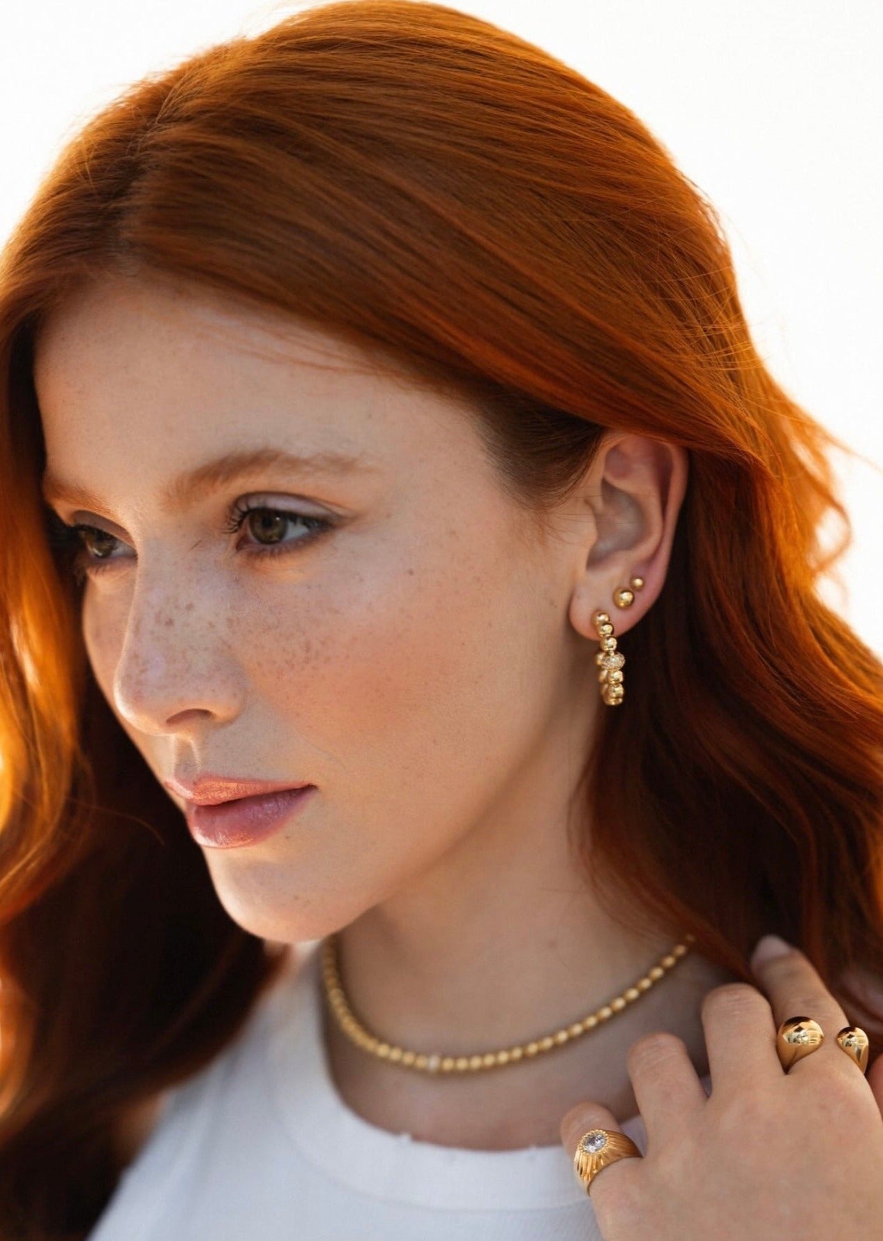 Beaded Gold Hoop Earrings