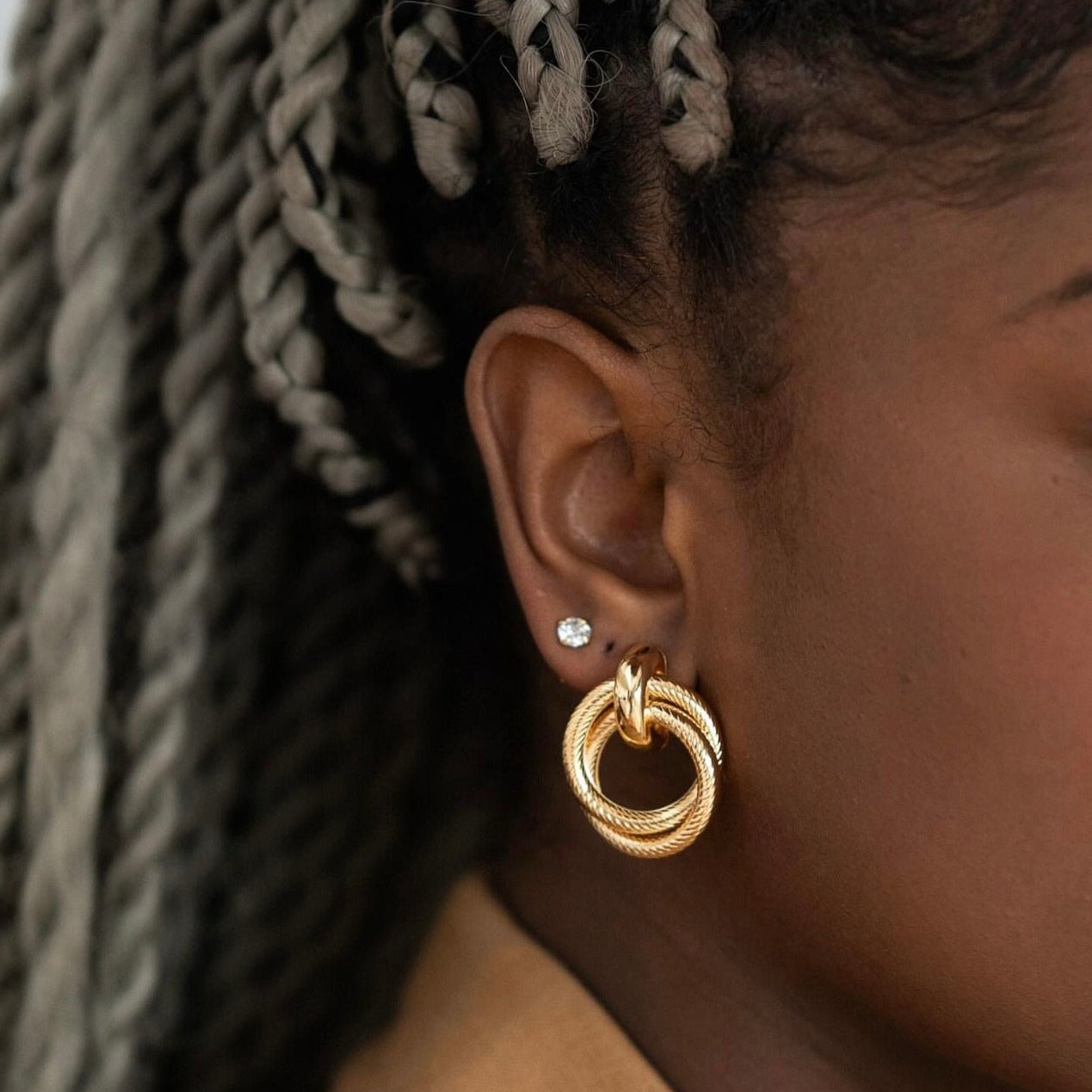 Trendy Knot Gold Earrings