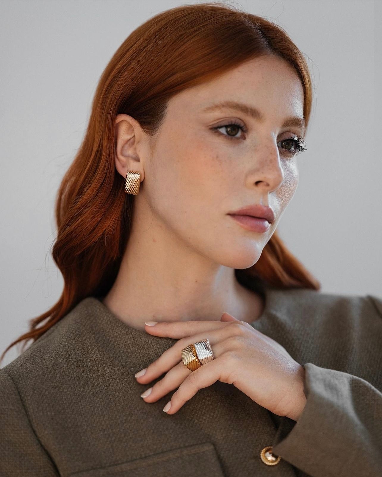 Minimalist Textured Gold Cuff Earrings