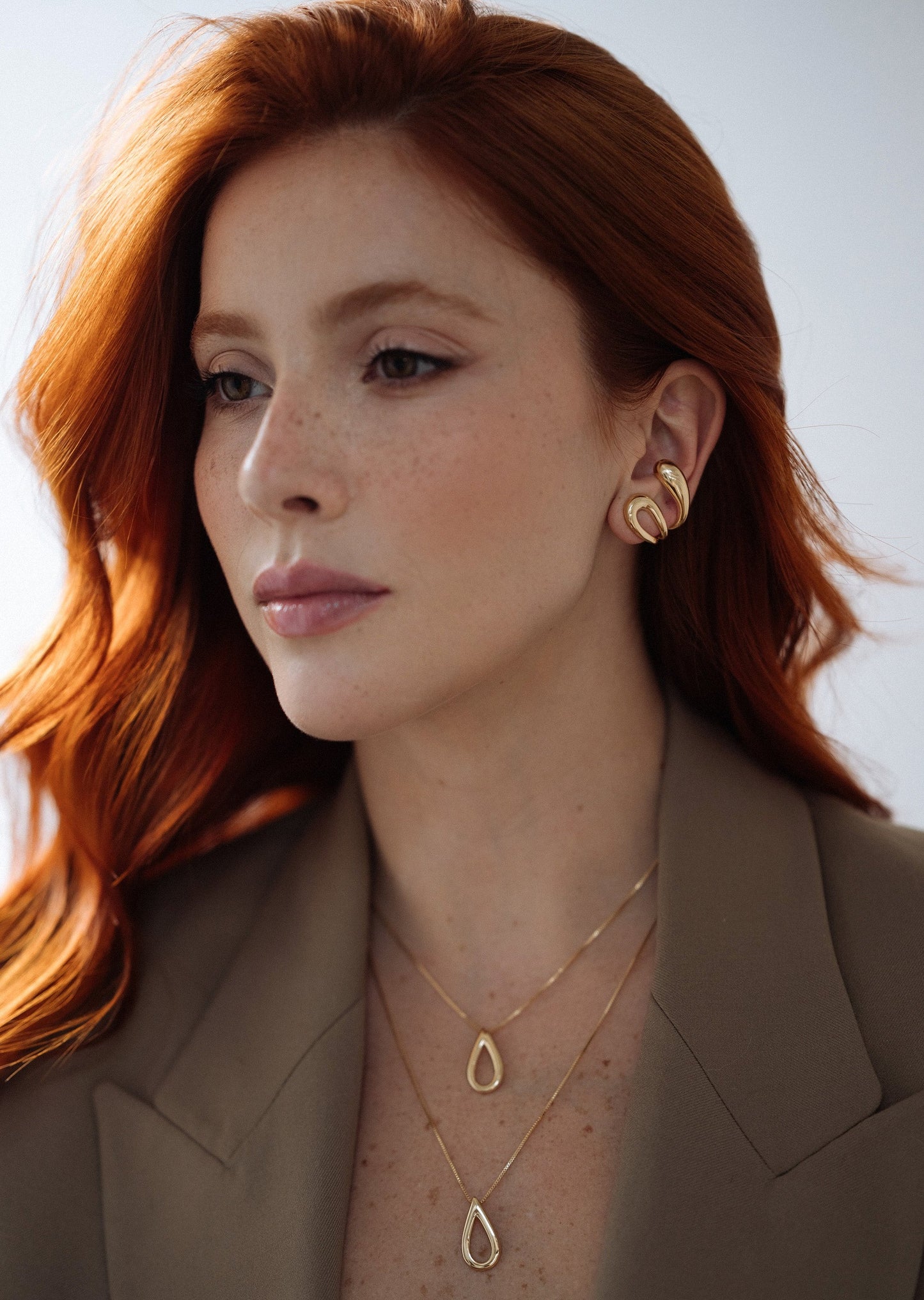 Modern Teardrop Hoop Gold Earrings