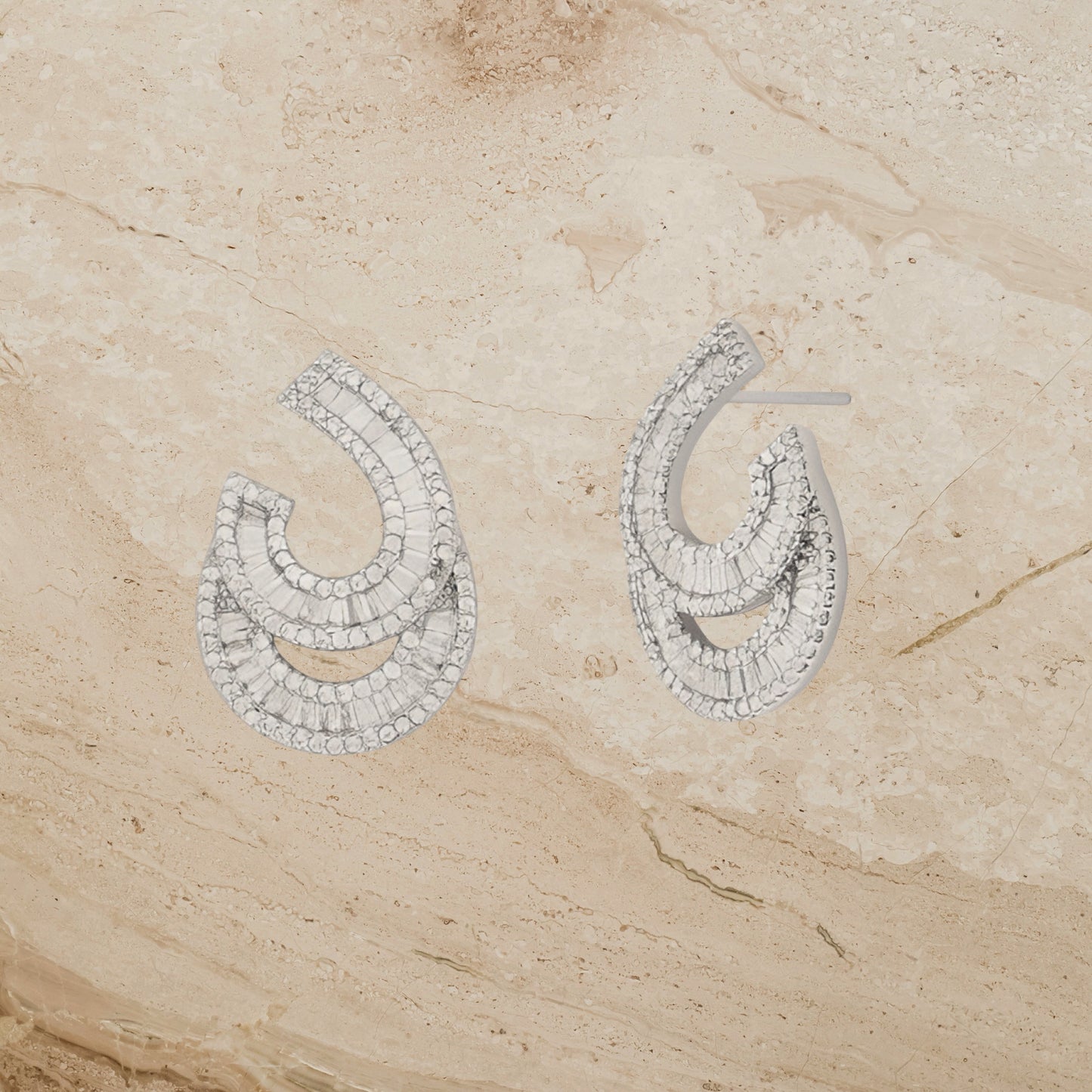 Baguette Cz Curve Earrings