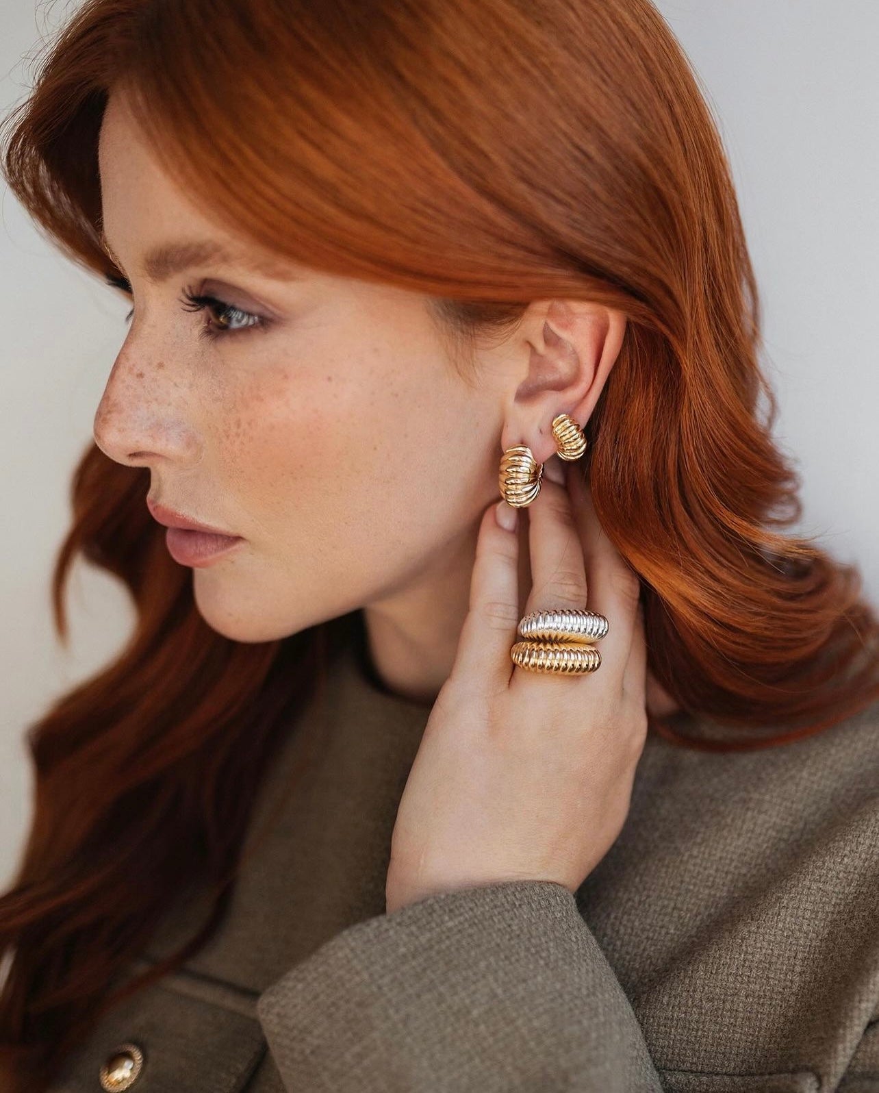 Textured Gold Hoop Earrings