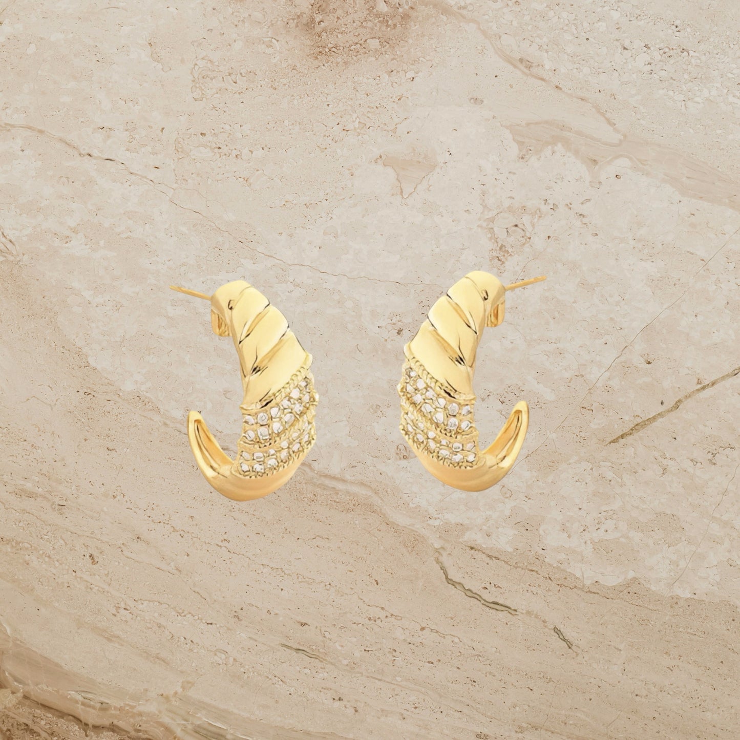 Parisian Twist Croissant Hoops with Cz