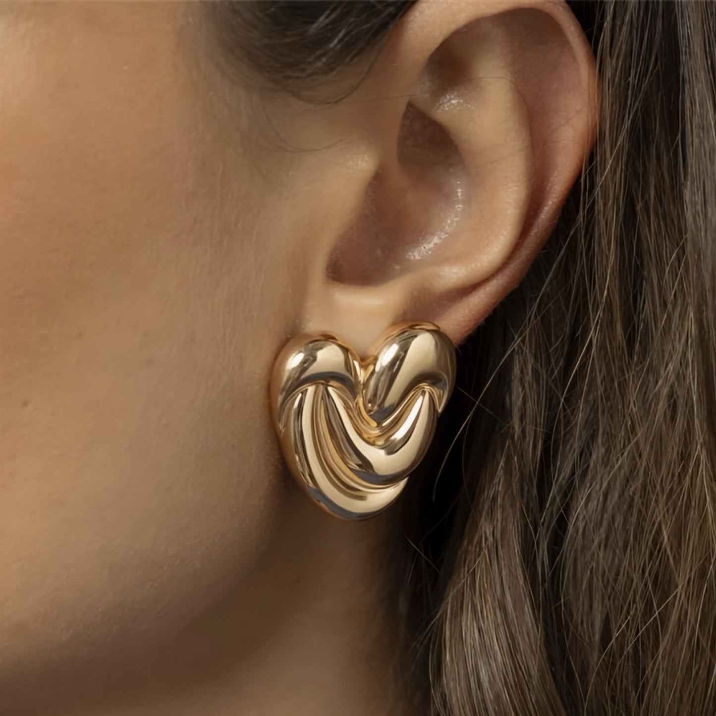 Vintage Parisian Inspired Puffy Heart Earrings