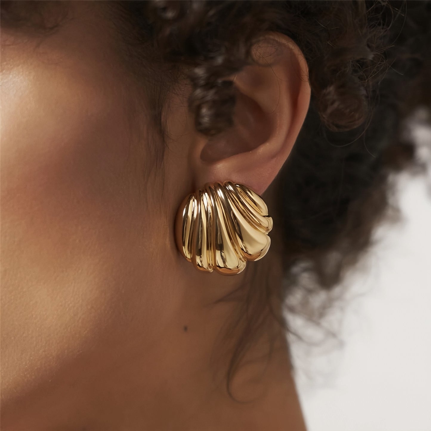 Vintage Parisian Inspired Sculptural Shell Stud Earrings