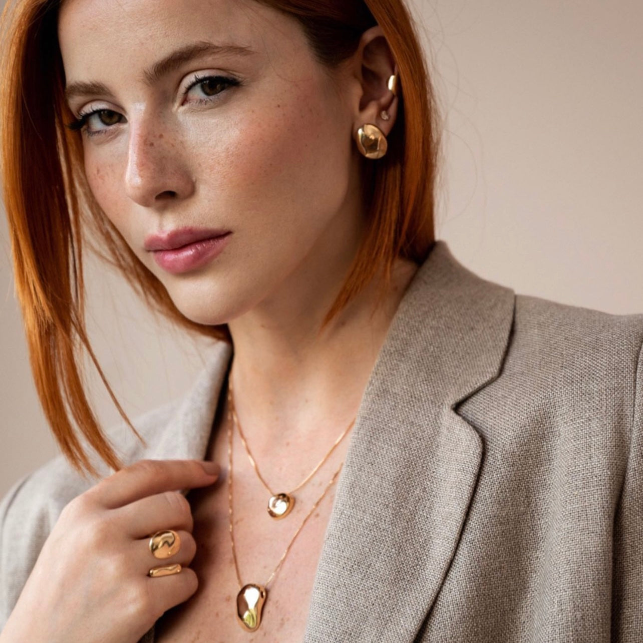 Abstract Oval Stud Earrings