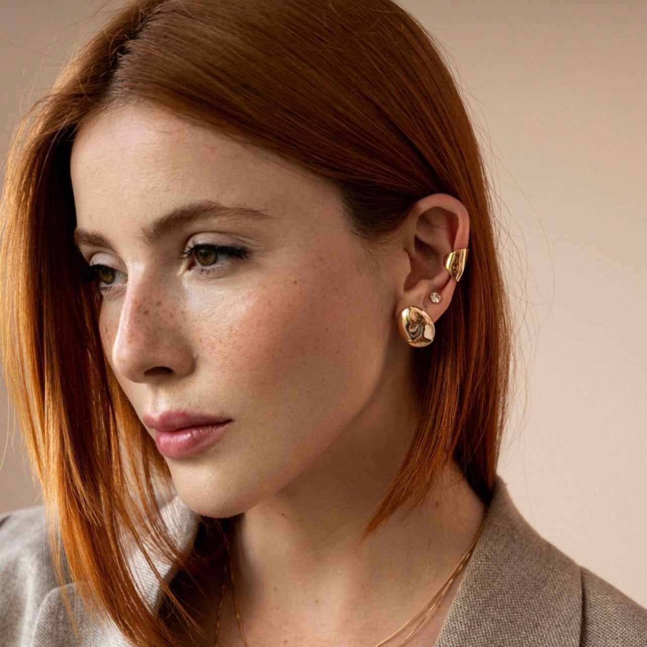Abstract Oval Stud Earrings