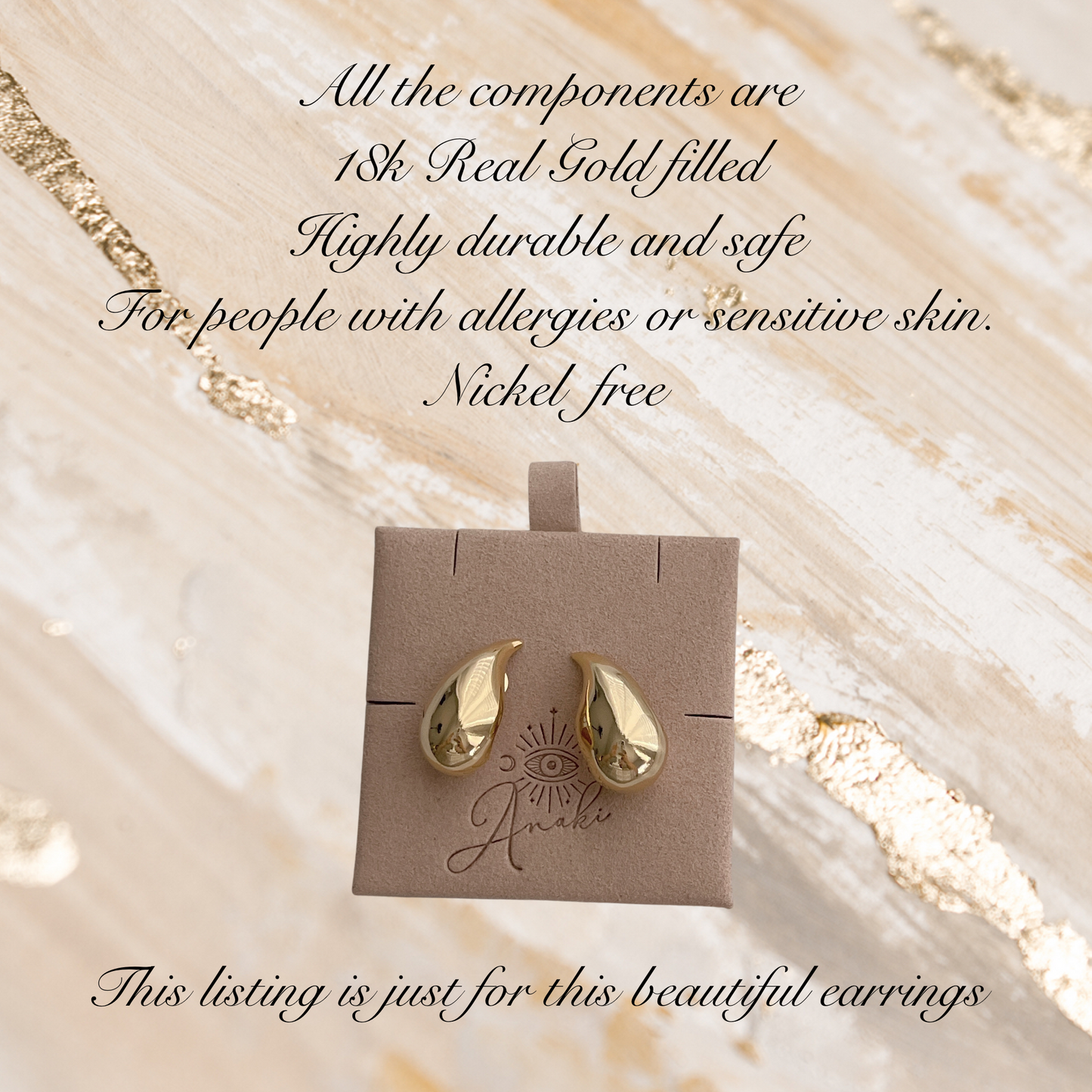 Gold Teardrop Stud Earrings