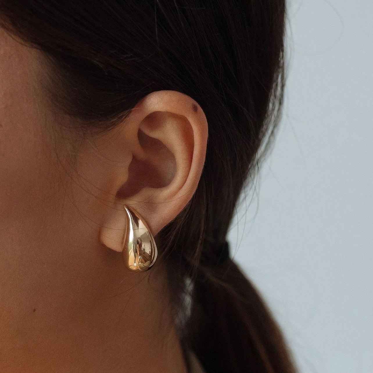 Gold Teardrop Stud Earrings