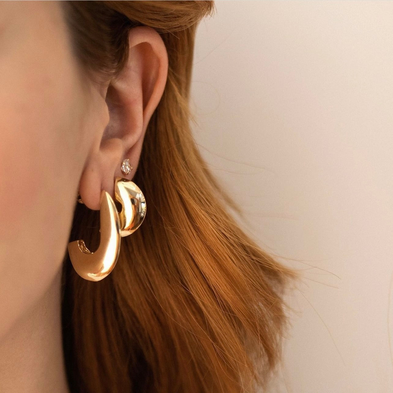 Oval Dome Hoops Earrings