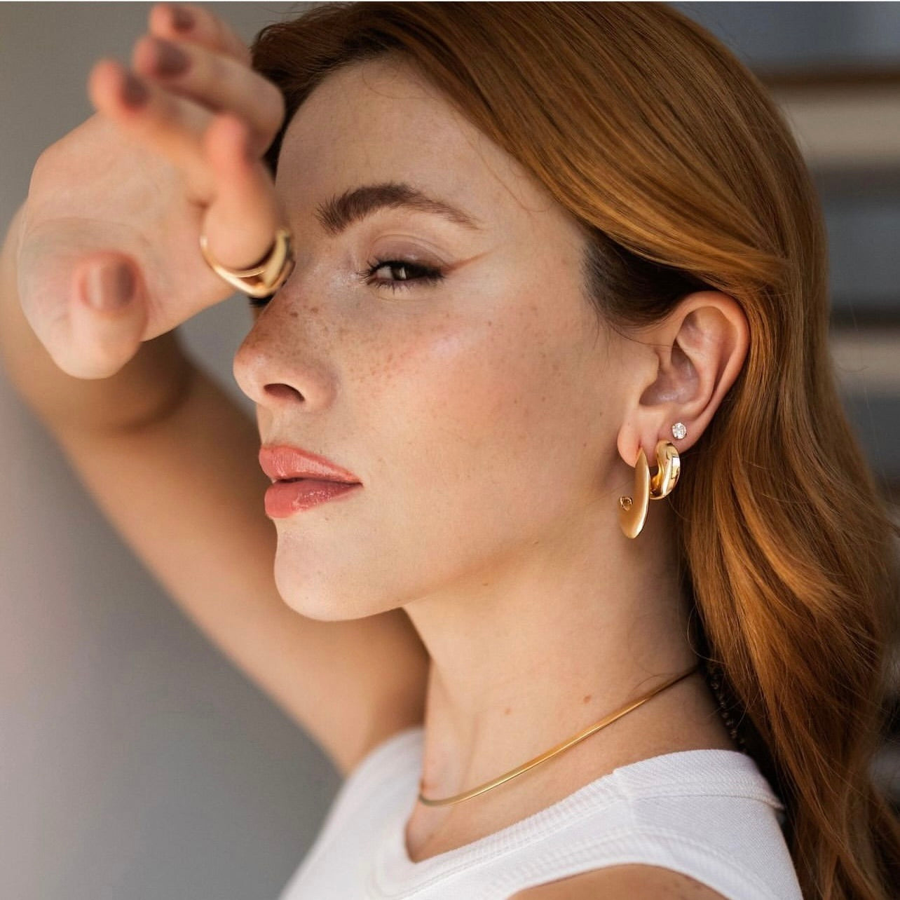 Oval Dome Hoops Earrings
