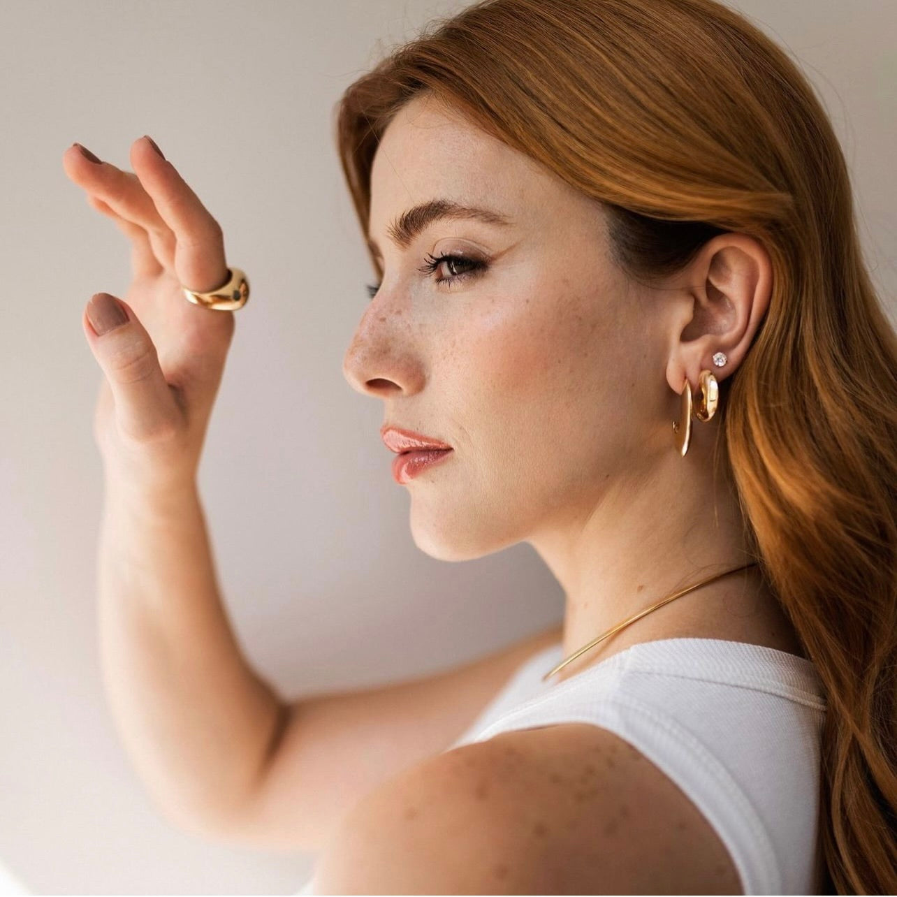 Oval Dome Hoops Earrings