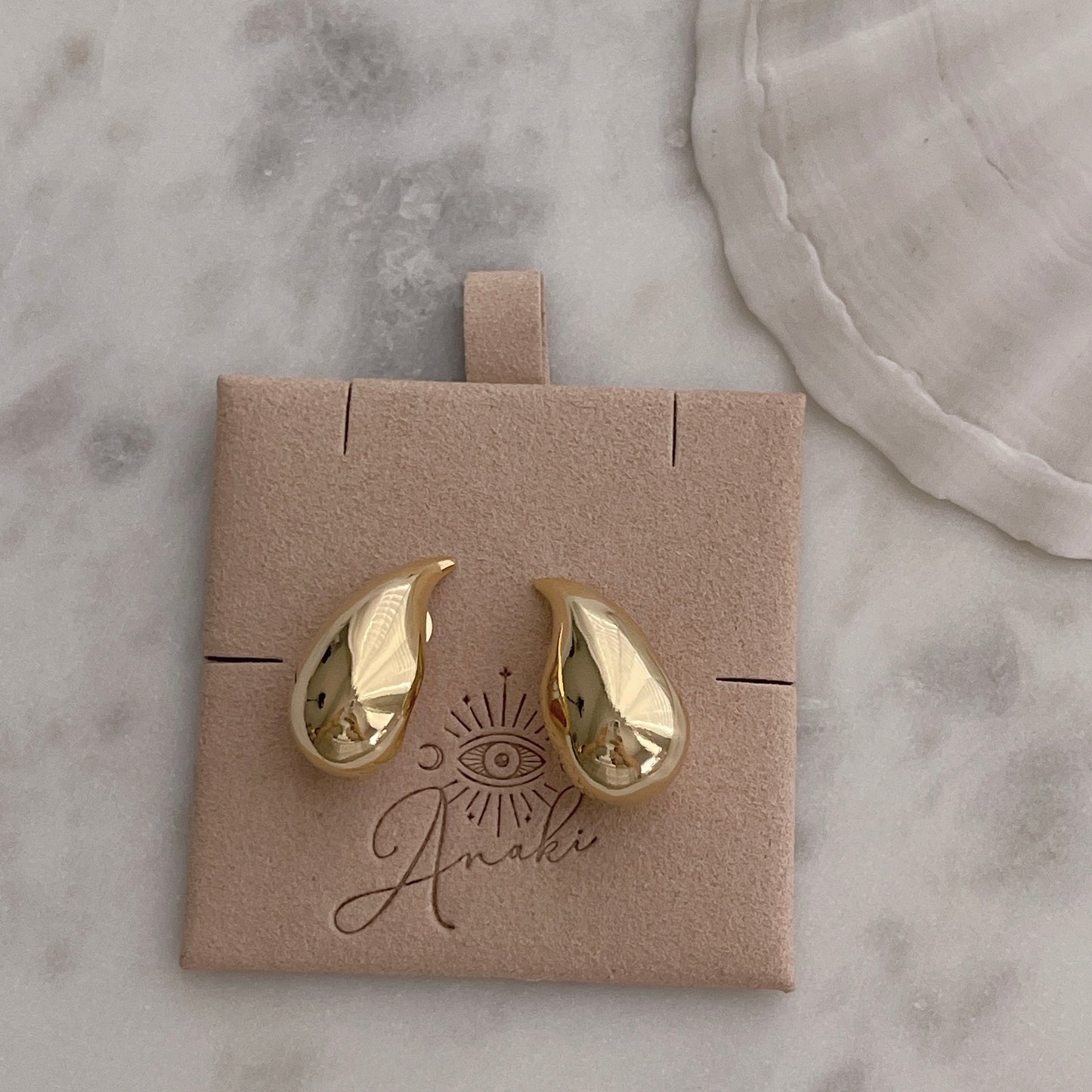 Gold Teardrop Stud Earrings