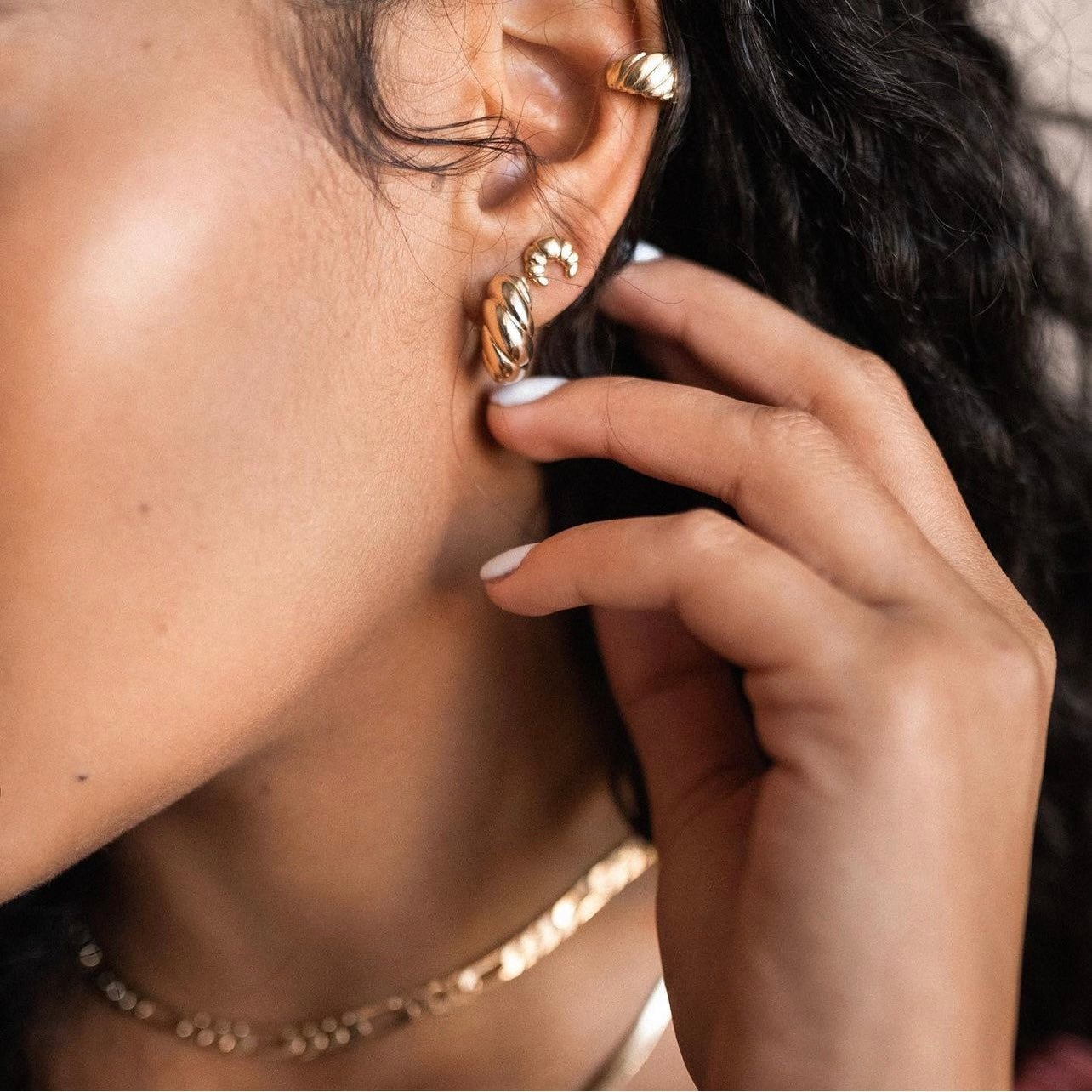 Tiny Croissant French Stud Earrings