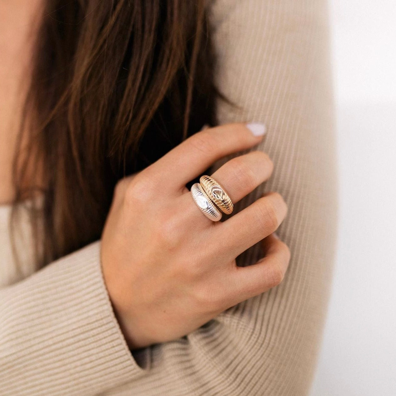 Croissant Heart Ring