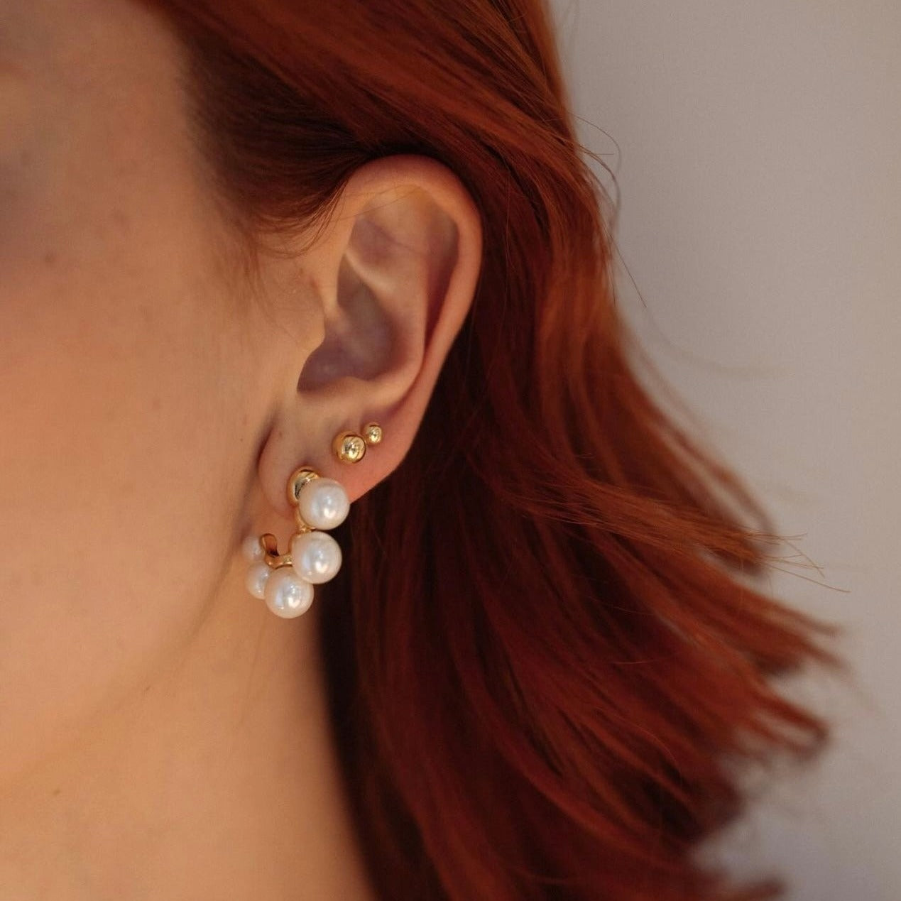 Gold Pearl Hoop Earrings