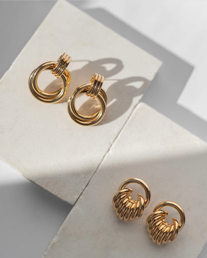 Trendy Knot Gold Earrings