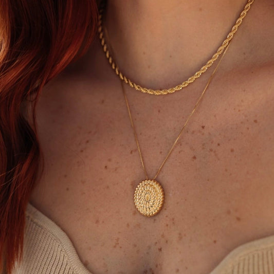 Vintage-Inspired Gold Medallion Ara Necklace