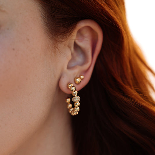 Beaded Gold Hoop Earrings