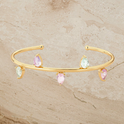 Colorful Gold Teardrop Cuff Bracelet