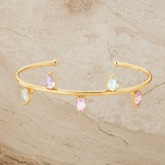 Colorful Gold Teardrop Cuff Bracelet