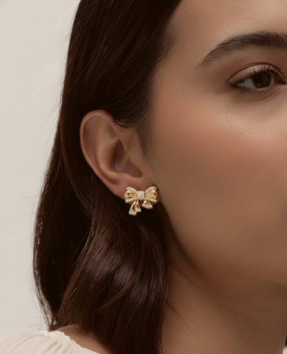 Bow CZ Stud Earrings