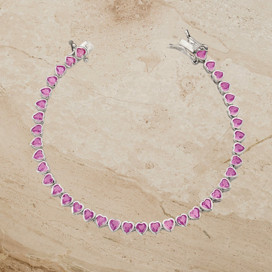 Pink Hearts Tennis Bracelet