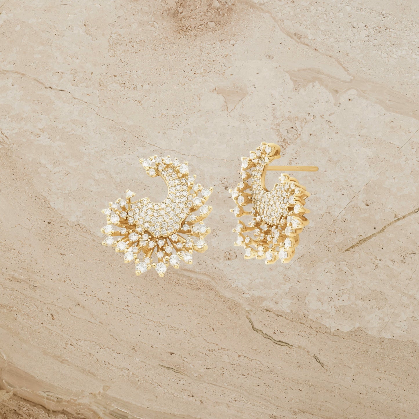Sunburst CZ Stud Earrings