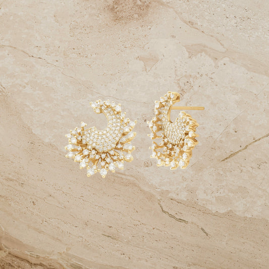Sunburst CZ Stud Earrings