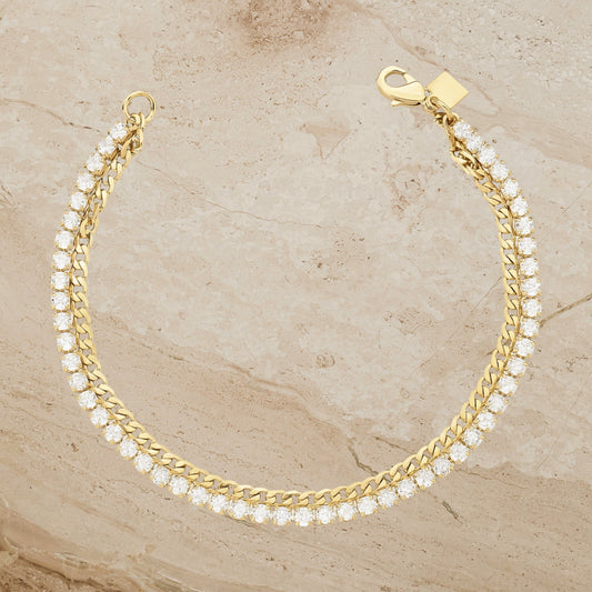 Double Chain Gold Bracelet – Riviera & Cuban Link