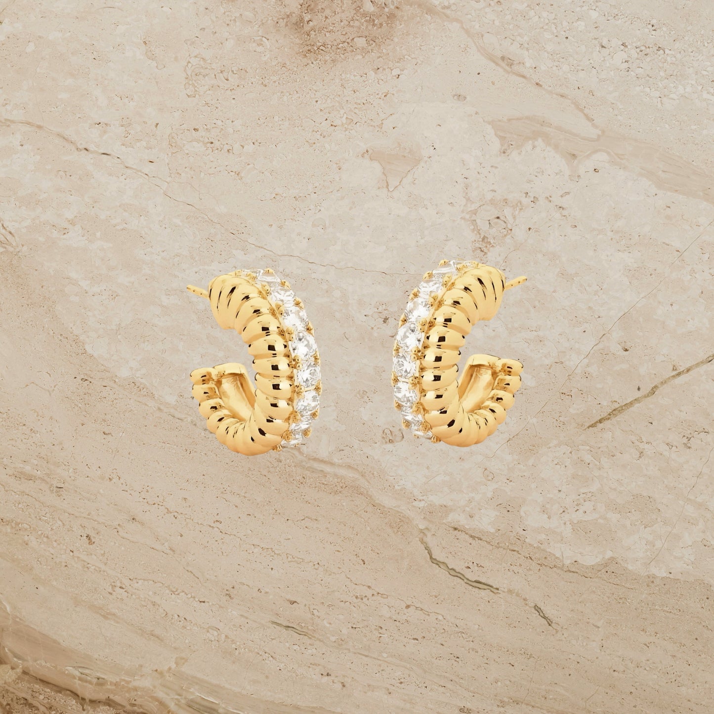 Twist CZ Hoop Earrings
