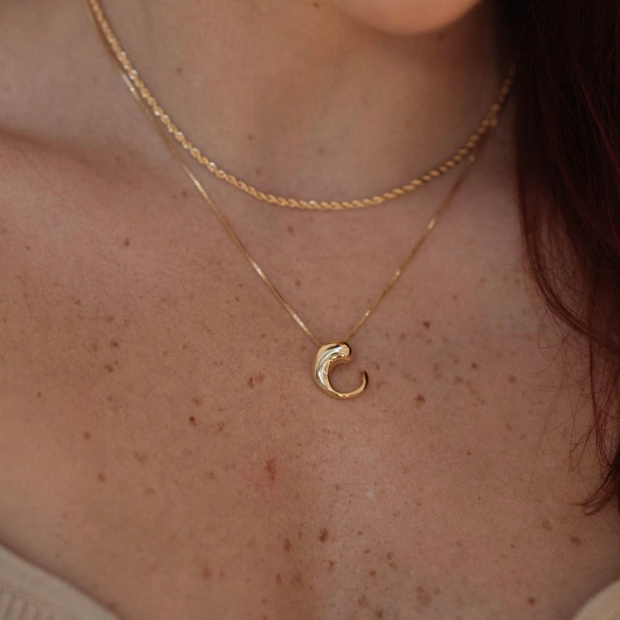 Modern Gold Wave Necklace