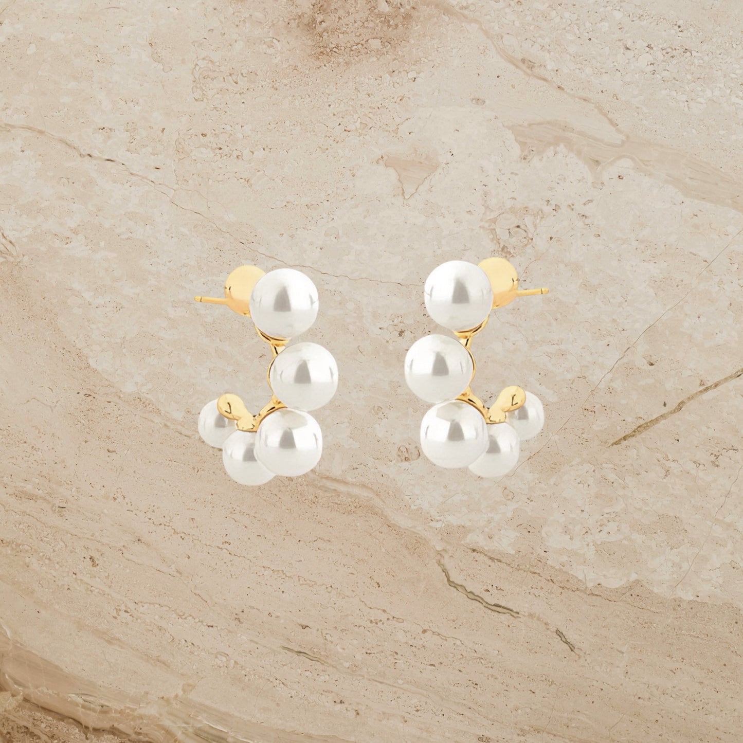 Pearl Bubble Hoop Stud Earrings