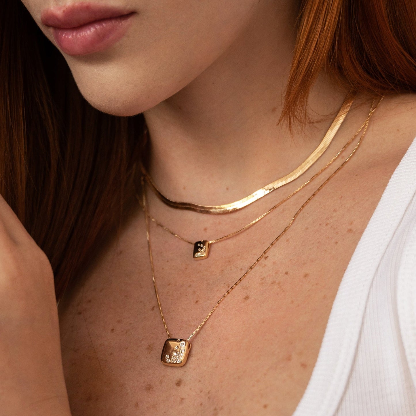 Minimalist CZ Square Necklace