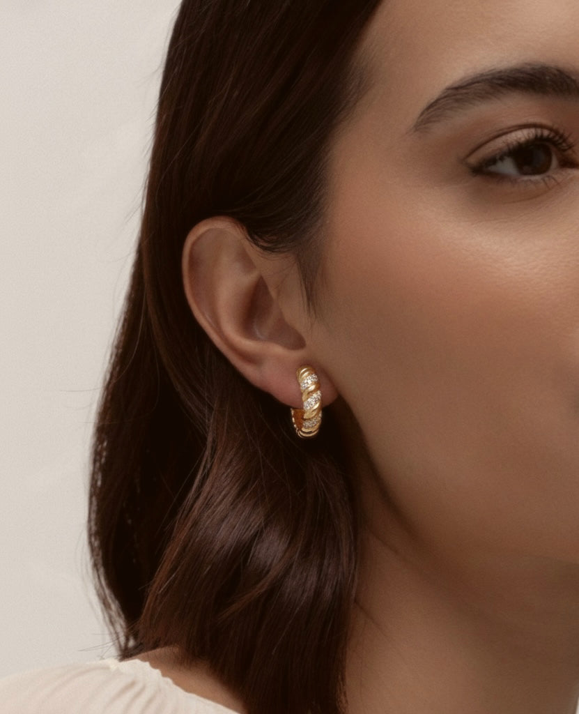 Parisian Oval Stud Earrings with Cz Accents