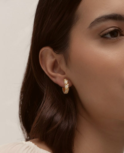 Parisian Oval Stud Earrings with Cz Accents