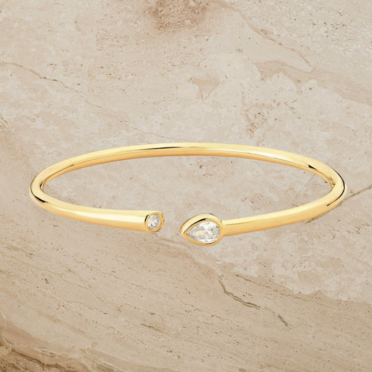 Minimalist Gold Teardrop Cuff Bracelet