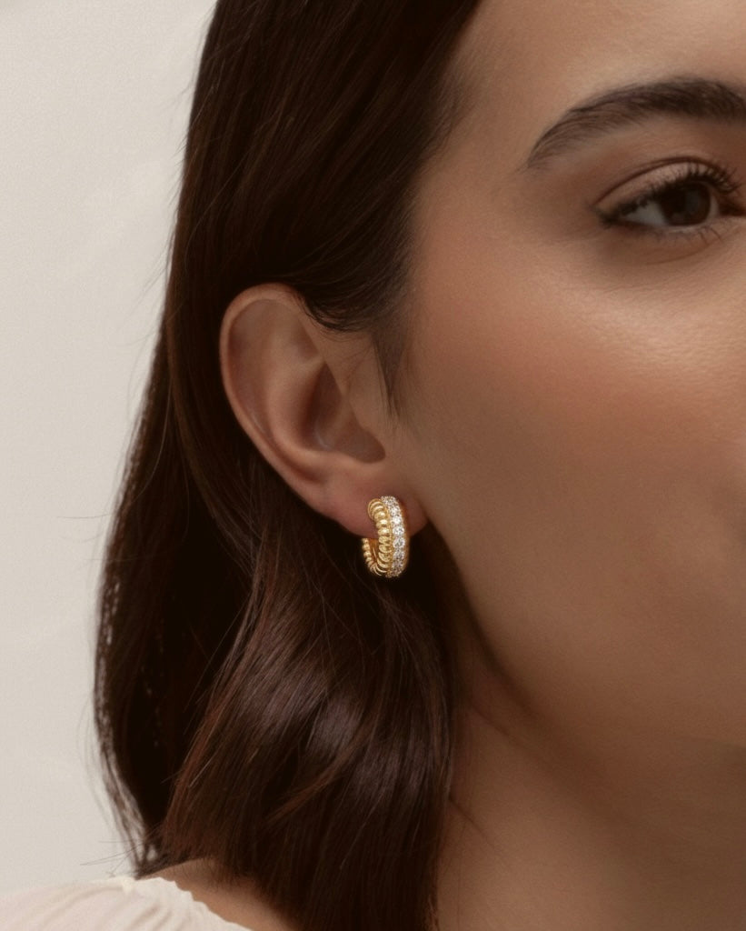 Twist CZ Hoop Earrings