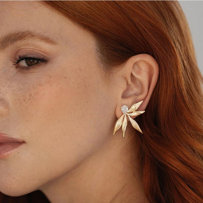 Golden Leaf Statement Earrings