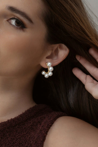 Pearl Bubble Hoop Stud Earrings